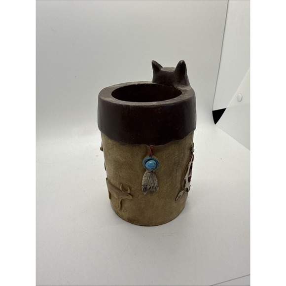 Southwest Style Native American Decoration Cup Wolf Head Be - Picture 3 of 6